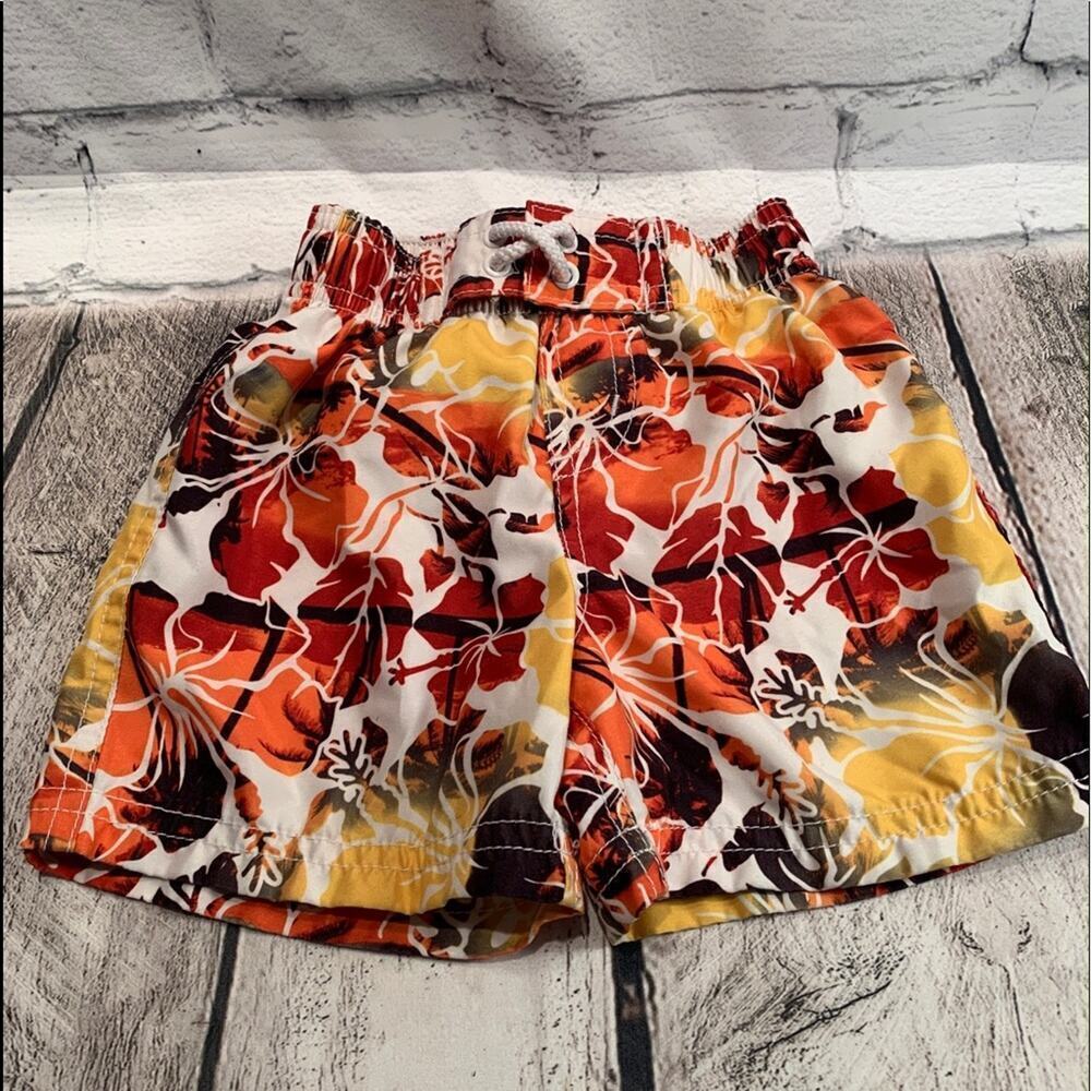KOALA KIDS Boy’s Hawaiian Print Lined Swim Trunks / Size: 12 Months